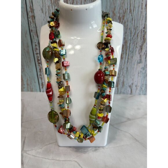 Southwestern Style Glass, Shell, & Porcelain Necklace designed by Trisha Waldren - Picture 6 of 11